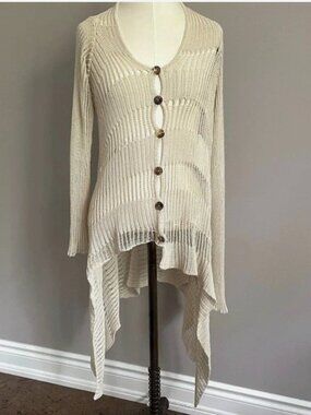 Sarah Pacini Open Weave Asymmetric Cardigan - One Size